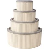 Starseven 4 Lü Yuvarlak Saklama Kabı Seti Çizgili Desenli Bpa Içermez 3 Lt 1.8 Lt 1 Lt 0,55 Lt Buzdolabı Düze