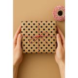 Starseven 5 Adet Ambalaj Paket Kağıdı, Puantiye Desenli, Kraft-Siyah, (70X100CM) | Hediye Paketi Ambala
