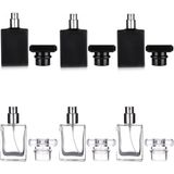 Starseven 6'lı Paket 30 ml / 1 Oz Şeffaf Siyah Doldurulabilir Parfüm Şişesi, Taşınabilir Kare Boş Cam Parfüm