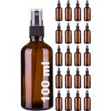 Starseven Afracam Amber 100 ml Plastik Kapaklı Siyah Sprey Fısfıs Kolonya Dezenfektan Cam Şişe 20 Adet