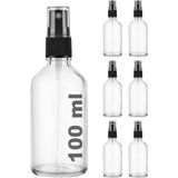 Starseven Afracam Şeffaf 100 ml Plastik Kapaklı Siyah Sprey Fısfıs Kolonya Dezenfektan Cam Şişe 6 Adet