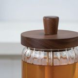 Starseven Amberhaus 450 ml Akasya Ahşap Kapaklı Kaşıklı Cam Bal Kavanozu - Vakumlu Kahvaltılık Bal, Reçel