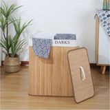 Starseven Bambu Katlanabilir Kirli Çamaşır Sepeti, Kapaklı, Yıkanabilir Astar 32X52X60 Siyah-Beyaz Kirli-Temi