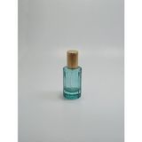 Starseven Boş Parfüm Şişesi 30 ml Tekrar Dolum Yapılabilir, Altın Kapaklı, Turkuaz Rengi