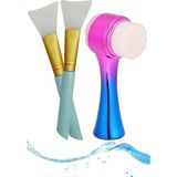 Starseven Çift Işlevli Yüz Temizleme Peeling Etkili Gözenek Temizleyici Alet +Maske Fırçası Bakım Seti
