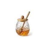 Starseven Deconox Bambu Kapaklı Cam Bal Kavanozu – 350ML | Kaşıklı & Şık Sunum Kavanozu | Doğal Ahşap Kap