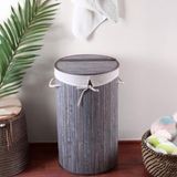 Starseven Deconox El Yapımı Hasır Katlanır Çamaşır Sepeti Yuvarlak 55 Litre (35CM*35CM*61CM), Doğal Malzemede - 35 x 35 cm