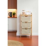 Starseven Digithome Bambu 1 Raflı 3 Çekmeceli Banyo Düzenleyici Çekmeceli Dolap Komodin DB-0039