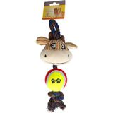 Starseven Eastland 510137 Evcil Hayvan (Kedi - Köpek) Oyuncağı, Inekli Tenis Toplu Stres Ipi, 35X12 cm