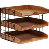 Starseven Elegant Designs HG1022-NWD Ev Ofis Ahşap Masa Düzenleyici Posta Mektup Tepsisi 3 Raflı, Doğal Ahşap