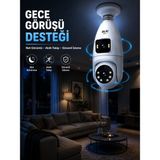 Starseven Gece Görüşlü Çift Lens Ampul Kamera Takip Destekli