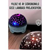 Starseven Gece Lambası Projeksiyon Görünümlü Şarjlı Yıldızlı Yuvarlak