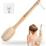 Starseven Geri Scrubber, 43CM Uzun Ahşap Çift Taraflı Duş Vücut Fırçası Yumuşak Sert Kıllar Peeling Cilt I
