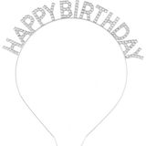 Starseven Gümüş Kristal Taşlı Happy Birthday Doğum Günü Tacı Ithal Ürün A Kalite 17X16 cm