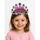 Starseven Gümüş Renk Happy Birthday Yazılı Doğum Günü Tacı 60 cm