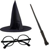Starseven Harry Potter Siyah Şapkası Harry Potter Gözlüğü Harry Potter Asası 3 Lü Set