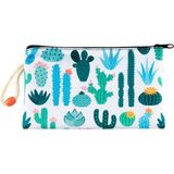 Starseven Kaktüs Çiçek Desenli Kalemlik Fermuarlı Makyaj Çantası Orta Boy 12CM x 20CM