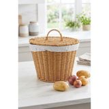 Starseven Kapaklı Bezli Hasır Patates Soğan Sepeti - 28X23 cm Mutfak Düzenleyici