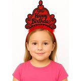 Starseven Kırmızı Happy Birthday Prenses Tacı – Doğum Günü Taç Aksesuarı