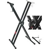 Starseven Lastvoice KS-04D Çift Profilli 7 Kademeli Üst Segmen Org Sehpası Standı Ayağı (Sabitleme Kayışlı)