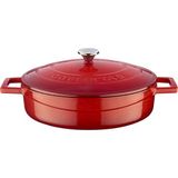 Starseven Lava Döküm Çok Amaçlı Yayvan Tencere, Trendy, 24CM, Kırmızı