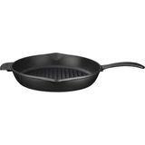 Starseven Lava Döküm Yuvarlak Izgara Tava, Metal Kulplu, 28 Cm, Siyah