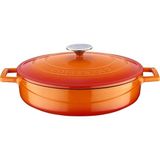 Starseven Lava Metal Döküm Çok Amaçlı Yayvan Tencere, Trendy, 28 Cm, 3.51 L Hacim, Turuncu