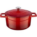 Starseven Lava Metal Döküm Yuvarlak Tencere, 22 Cm, Kırmızı
