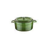 Starseven Lava Metal Döküm Yuvarlak Tencere, 24 Cm, Yeşil