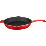 Starseven Lava Spring Serisi, Döküm Kızartma Tavası, Yuvarlak, 28 Cm, Mat Emaye, Parlak Siyah Taban, Kırmızı