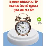 Starseven Metal Bronz Nostaljik Masa Saati Alarmlı Büyük Boy Sessiz Mekanizmalı