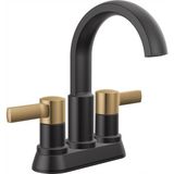 Starseven Musluk Albion Centerset Banyo Bataryası, Siyah/altın 2 Saplı Banyo Bataryası, Banyo Lav