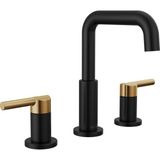 Starseven Musluk Nicoli Yaygın Banyo Bataryası 3 Delikli, Siyah/altın Banyo Bataryası, Banyo Lavabo Bat