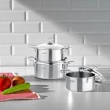 Starseven Nehir Silver 6 Parça Paslanmaz Çelik Mini Tencere Seti (12-14-16 Cm)