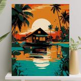 Starseven Palmiye Hobi Sanat Sayılarla Boyama Tuval Seti Fırça Boya Dahil (Çıtalı) 40X50 cm -