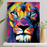 Starseven Palmiye Hobi Sanat Sayılarla Boyama Tuval Seti Fırça Boya Dahil (Çıtalı) 40X50 cm - Aslan