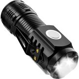 Starseven Panther Süper Parlak 500 Lümen LED El Feneri | USB Şarjlı, 5 Modlu 3xe Led, Mıknatıslı & Kli