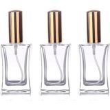 Starseven Paradise 3 Adet 50 ml Cam Yeniden Doldurulabilir Sprey Kolonya Boş Parfüm Şişesi Altın Renk Kapaklı