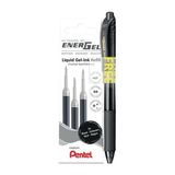 Starseven Pentel Energel Mekanizmalı Likit Roller Kalem + 3 Adet Yedek - Siyah Siyah