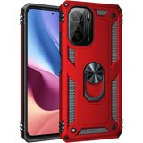 Starseven Poco F3 Kılıf Sofya Yüzüklü Silikon Kapak - Kırmızı