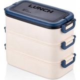 Starseven Promosyonca 3 Katlı Taşınabilir Yemek Kabı, Bento Lunch Box, Diyet Beslenme Kutusu, Çatal Kaşık Dah