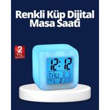 Starseven Renk Değiştiren LED Alarmlı Dijital Küp Masa Saati
