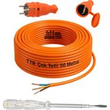 Starseven Seyyar 50 Metre Uzatma Kablosu Ttr Cca Telli 3x2.5 mm Elektrik Kablo Kalem Dişi Erkek Fiş