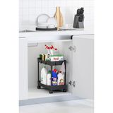 Starseven Siyah 2 Katlı Tekerlekli Düzenleyici Mutfak Banyo Rafı