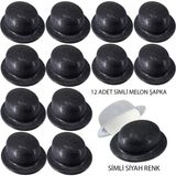 Starseven Siyah Renk Simli Melon Yuvarlak Parti Şapkası 12 Adet