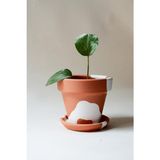 Starseven Terracotta Konik Saksı+Tabak • Bohem Beyaz (Orta)