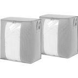 Starseven Textile 2'li Pvc Pencereli Gri Renk Kapitone Hurç Set 45 x 30 x 50 cm