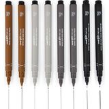 Starseven Uni Pin Fineliner Çizim Kalemleri, Eskiz Için, 8 Adet, 0,1 – 0,5 Mm), Siyah, Koyu Gri, Gri, Se