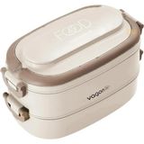 Starseven Vagonlife Bento 1140ML Lunchbox 2 Katlı 4 Bölmeli Mini Kaseli Çelik Sefer Tası Yemek Kutusu (Bej)