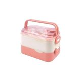 Starseven Vagonlife Bento 1350ML Lunchbox 2 Katlı 3 Bölmeli ve Sosluklu Çelik Sefer Tası Yemek Kutusu Çatal K